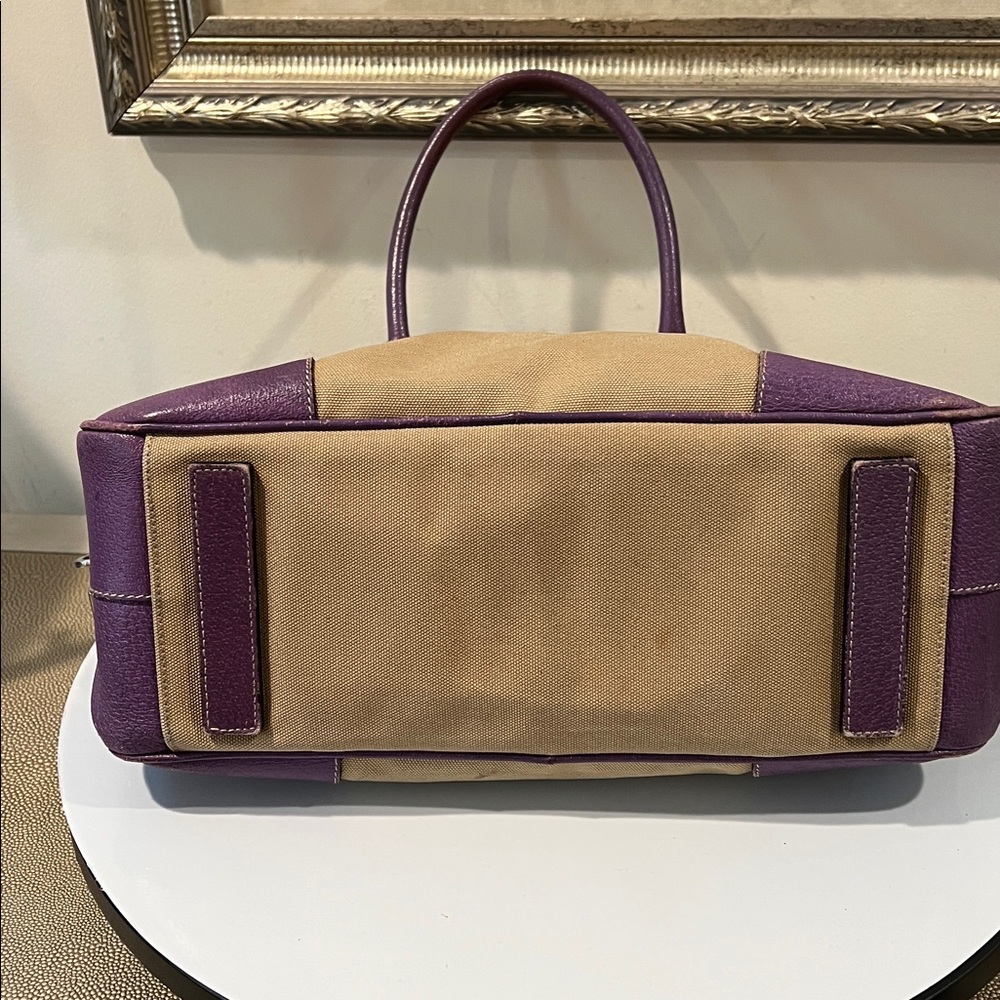 Prada Beige Canvas Satchel with Purple Leather Trim - Picture 8 of 16